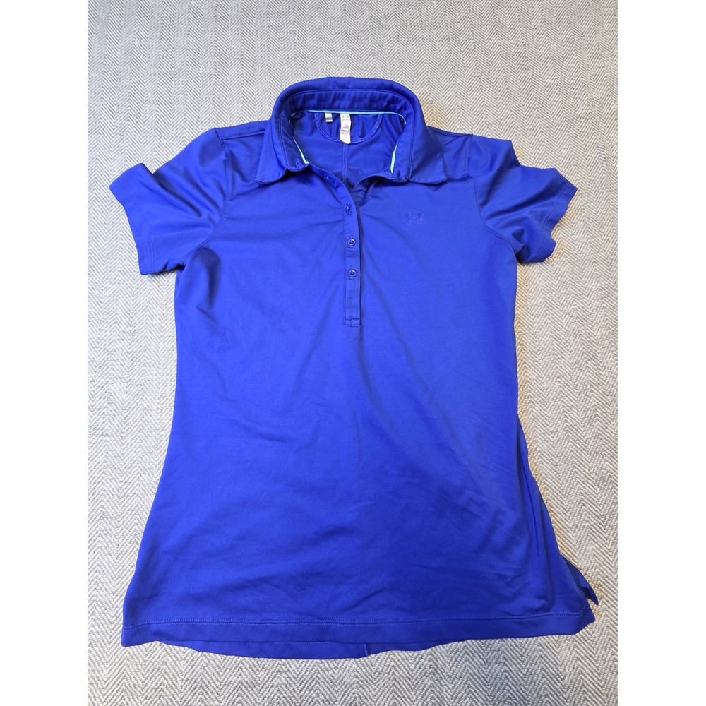 Under Armour Polo Shirt Womens Medium Blue Short Sleeve Golf Performance Popover